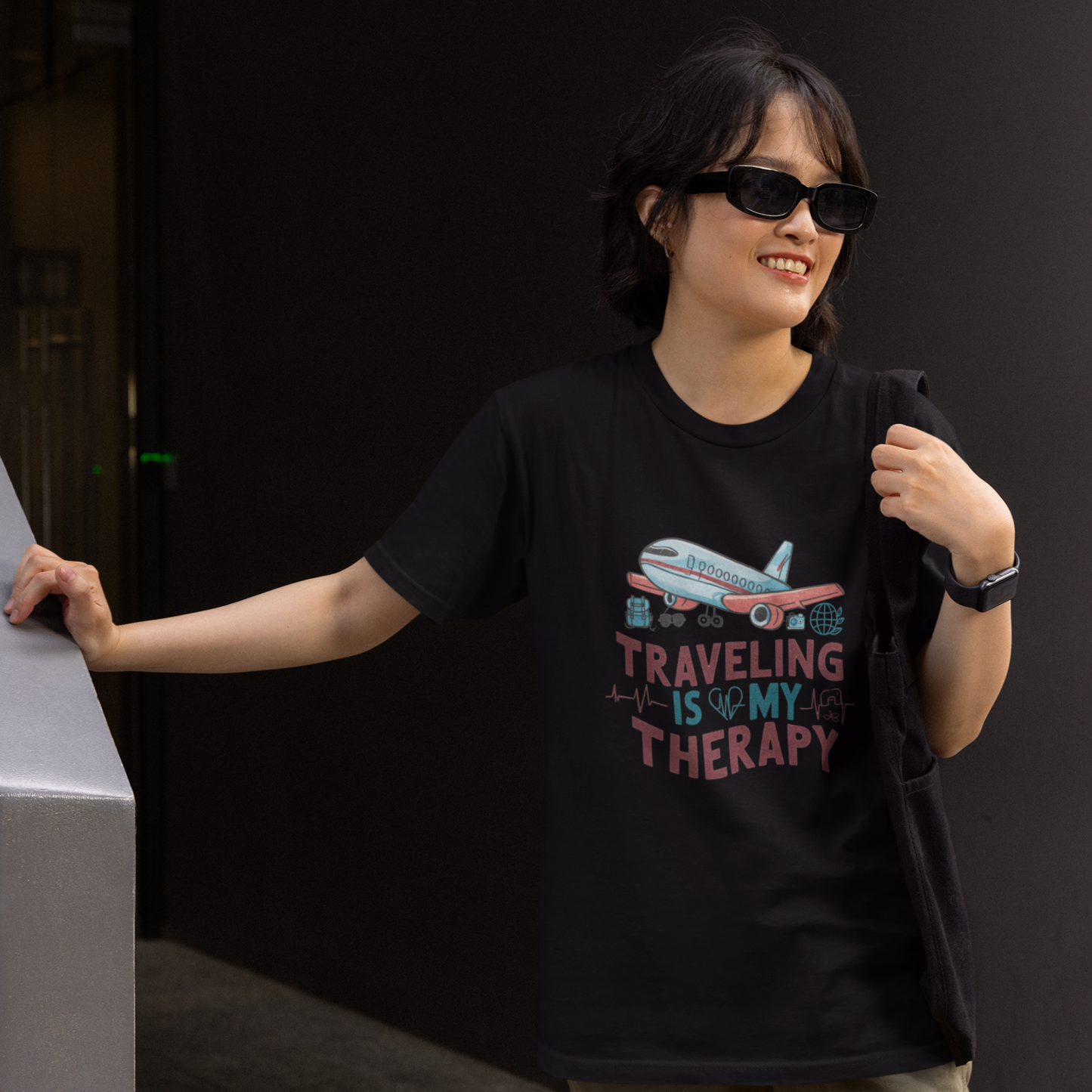 Traveler Unisex Tee - 'Traveling is My Therapy' Design