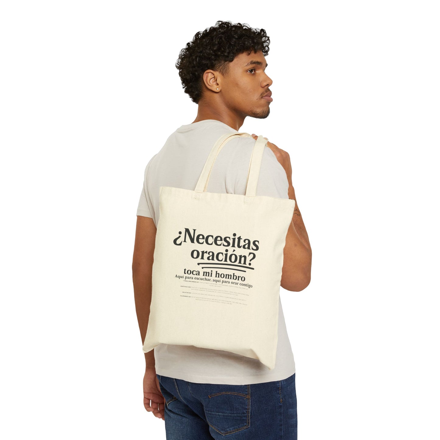 Spanish Need Prayer? Tap my Shoulder Cotton Canvas Tote