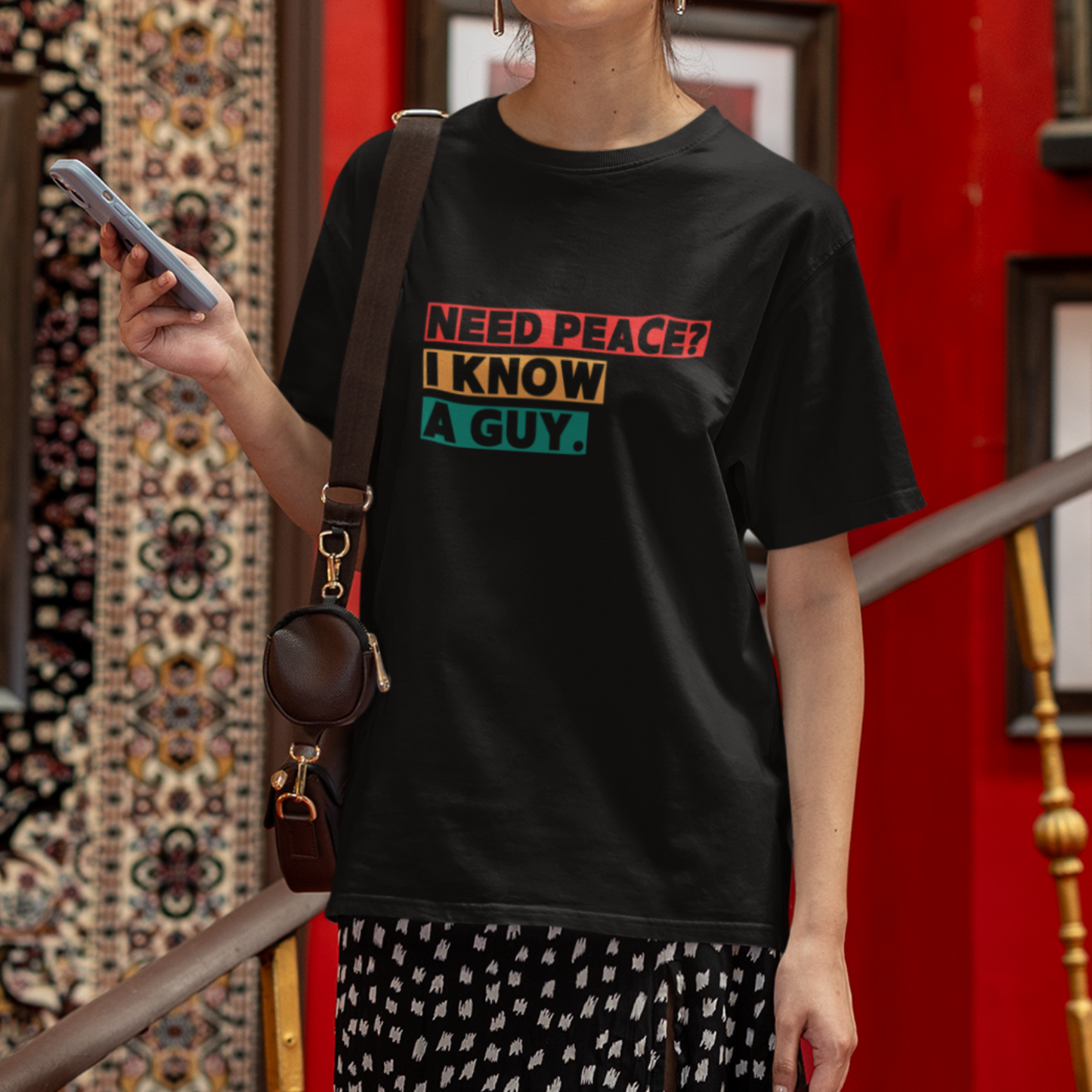 Christian Faith Unisex Tee | Need Peace I Know a Guy Shirt | Jesus Conversation Starter, Gospel Witness Apparel, Religious Short Sleeve