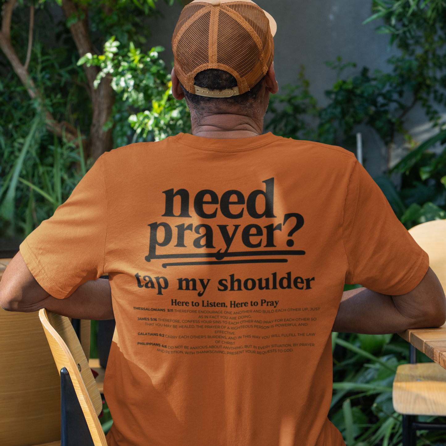 Need Prayer? Tap My shoulder Modern Inspirational Unisex Tee