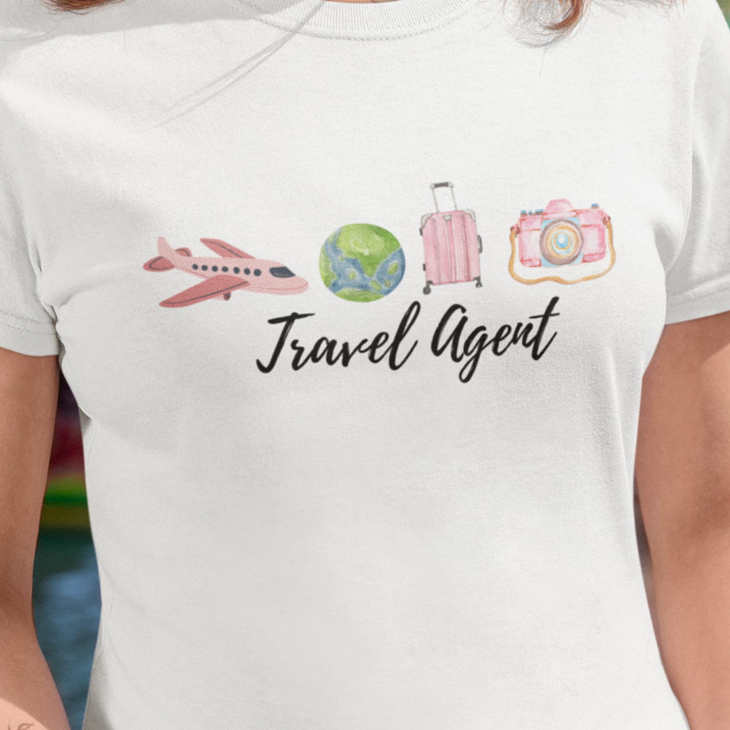 Women's Tee - Pink Watercolor Travel Agent T-Shirt