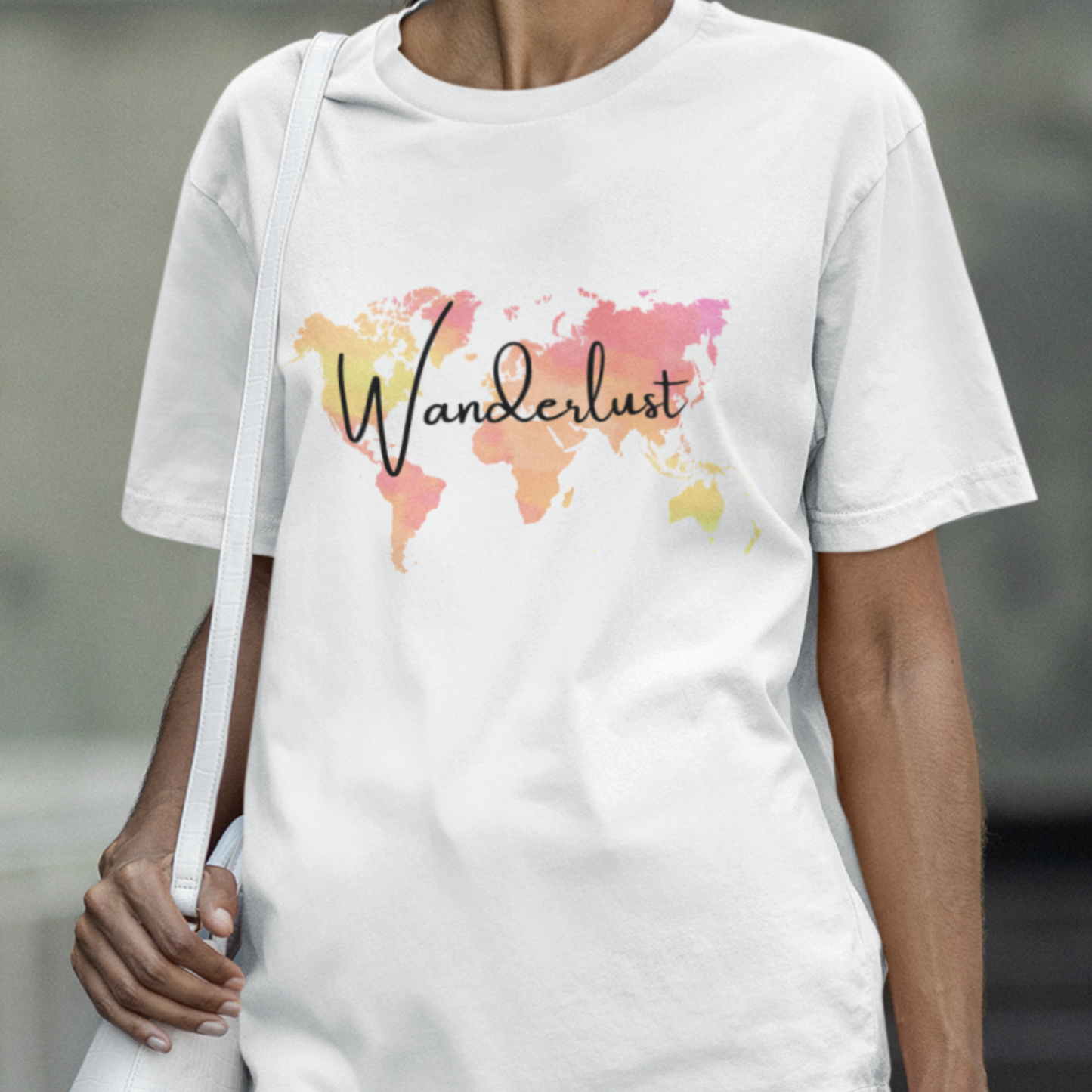 Wanderlust Globe Tee- Pink