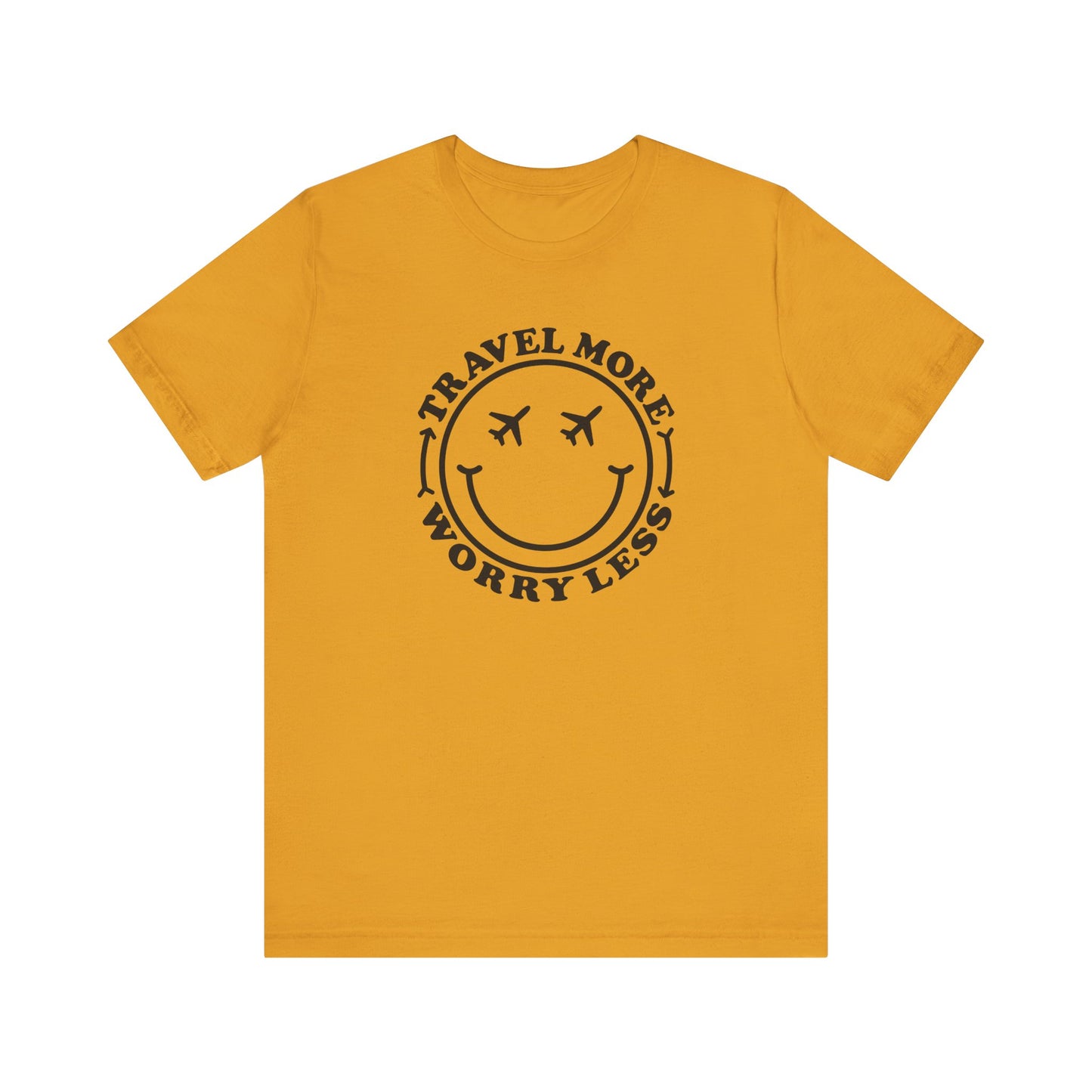 Travel More Worry Less Unisex Tee - Simple Minimalist Happy Face Design