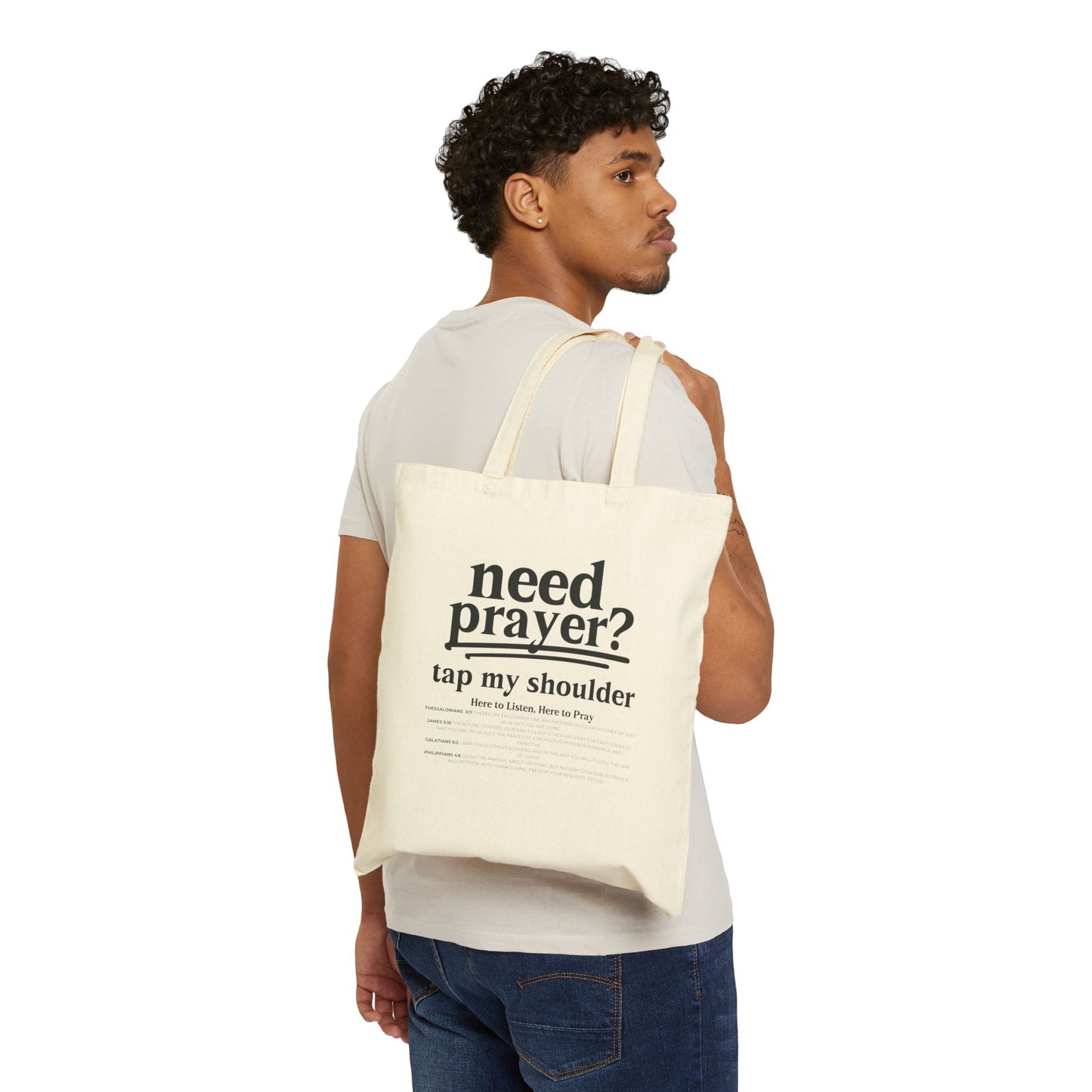 Need Prayer? Tap my Shoulder Cotton Canvas Tote