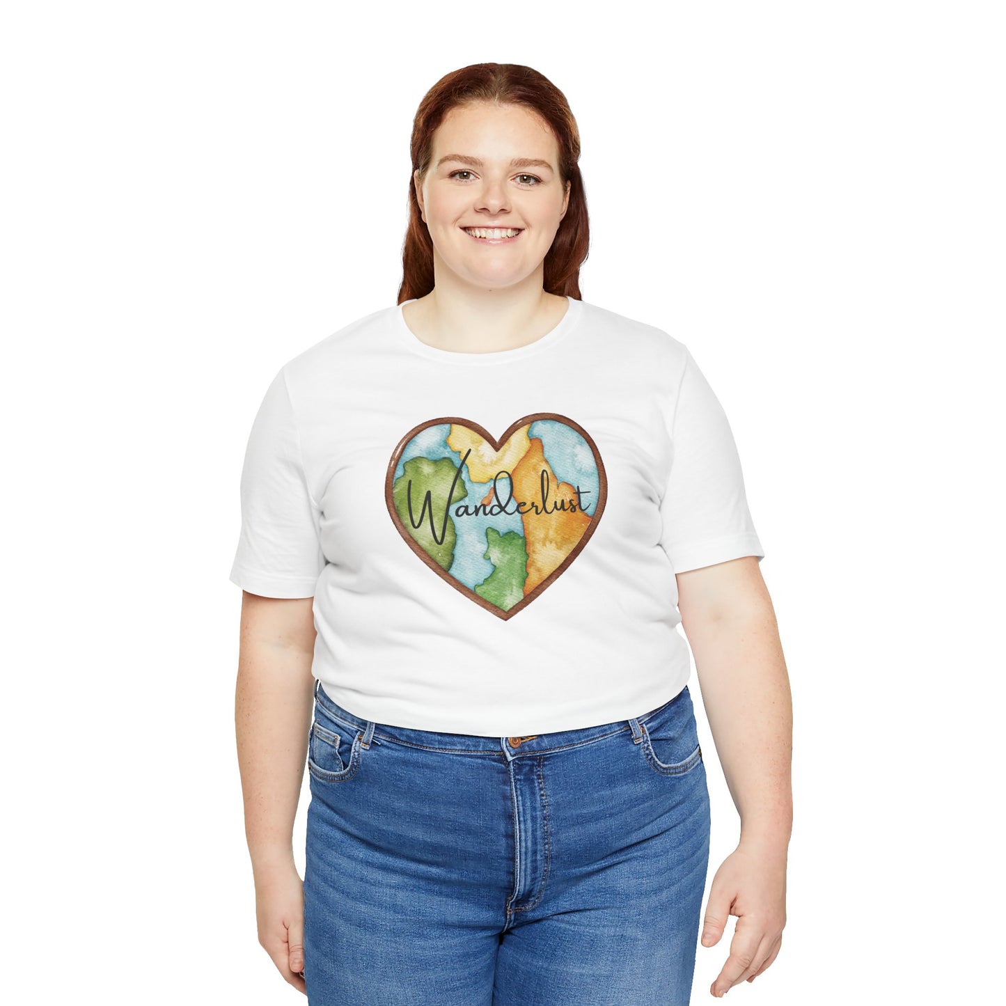 Wanderlust Watercolor Globe Heart Unisex T-Shirt