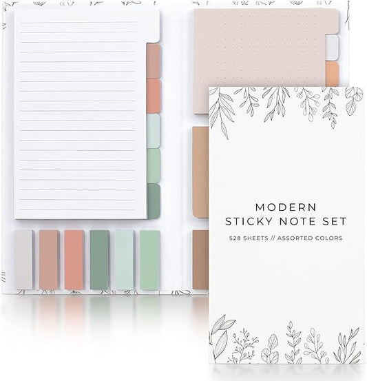 Pastel Sticky Notes Set of 528 with Tabs For Bible Study
