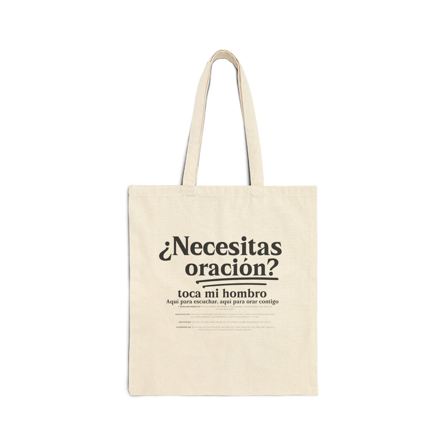 Spanish Need Prayer? Tap my Shoulder Cotton Canvas Tote