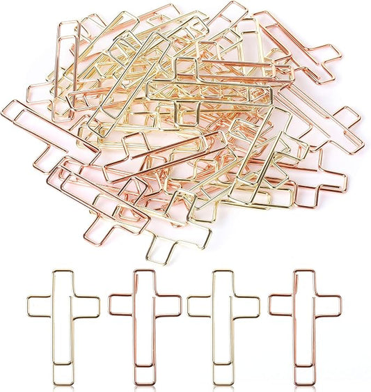 Cross Paper Clips - 35 Pack (Gold and Rose Gold)