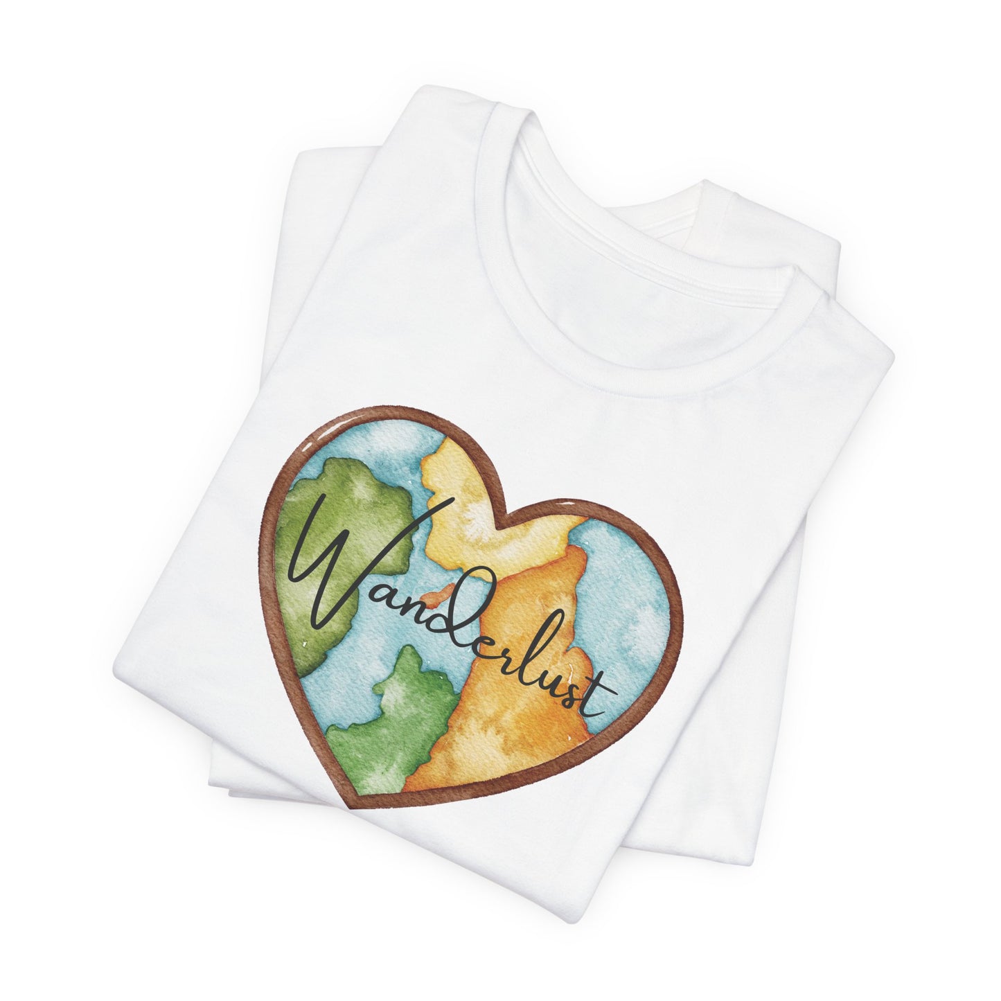Wanderlust Watercolor Globe Heart Unisex T-Shirt